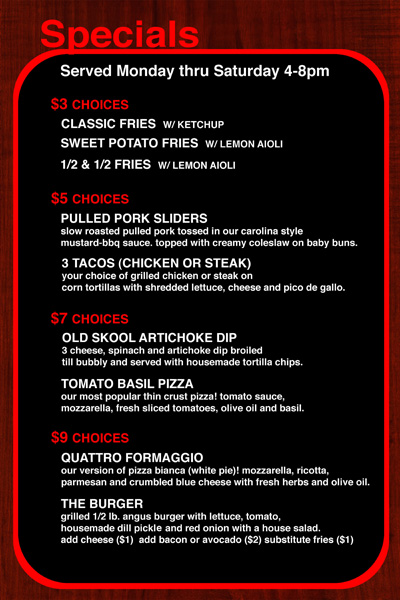 specials menu